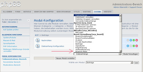 ACP Modul hinzufügen