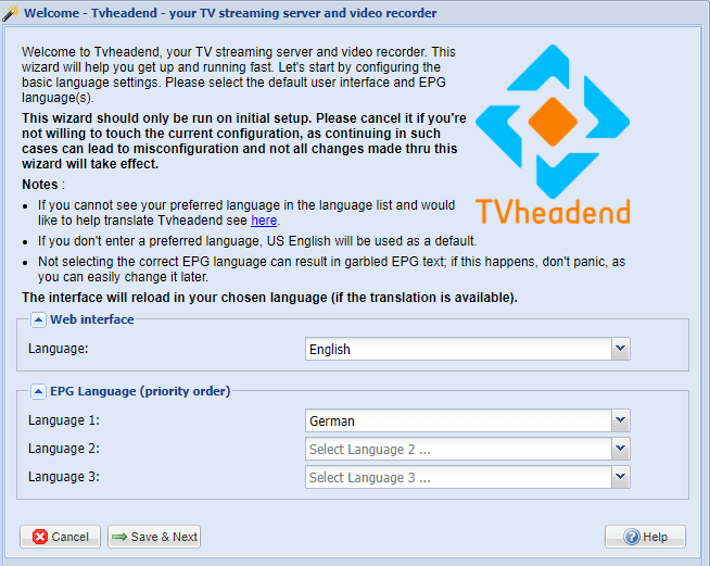 TV Headend Language Settings